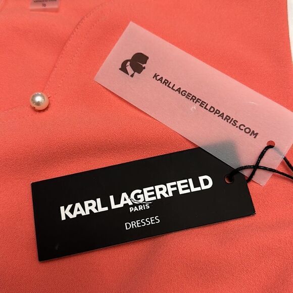 Karl Lagerfeld peachy pink scalloped pear midi dress size 16 - Picture 7 of 12